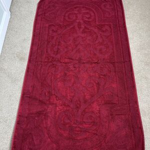 Vtg Turkish Towel Company Ruby Red Scroll Bath Towel 27x47 Cotton Viscose Turkey